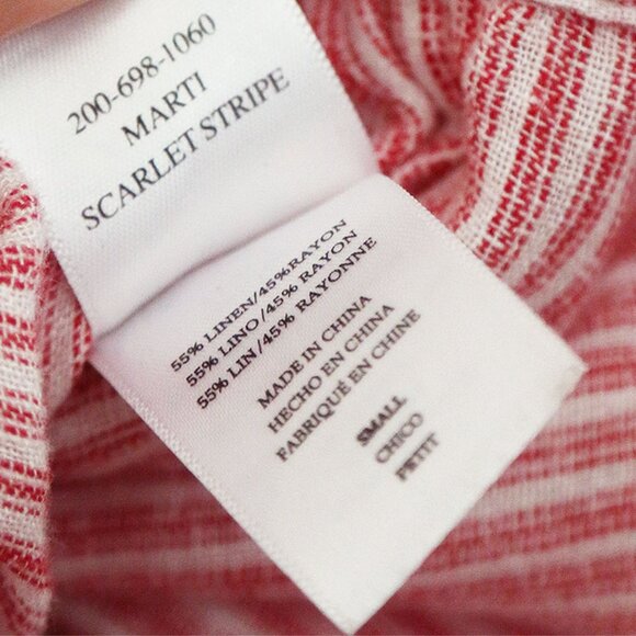 Rails Marti Scarlet Stripe Blouse S Linen Blend V Neck Tie Waist Coastal $158 - Picture 8 of 15